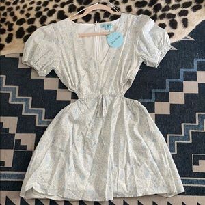 Verge Girl ivory and blue mini dress NWT